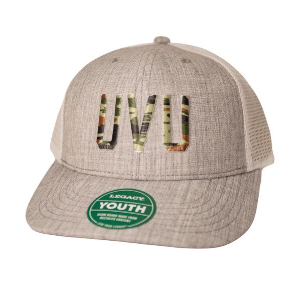 Grey-White Camo UVU logo youth hat